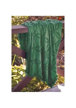 Woven Textile Company Cactus Green Tufted Fringed Throw Blanket 60" x 50"