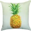 Woven Textile Company 18" Green and Yellow Pineapple Outdoor Patio Square Throw Pillow