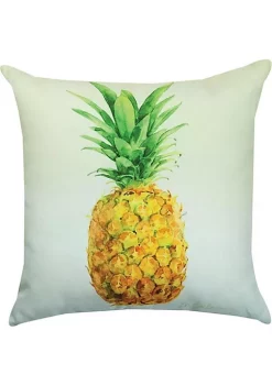 Woven Textile Company 18" Green and Yellow Pineapple Outdoor Patio Square Throw Pillow