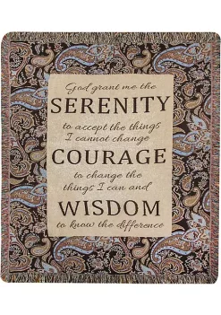 Woven Textile Company Brown and Blue Inspirational Serenity Tapestry Fringed Throw Blanket 50" x 60"