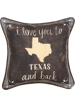 Woven Textile Company 12.5" Black and Brown Patriotic "I Love You to Texas" Square Decorative Throw Pillow