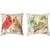 Woven Textile Company 4” White and Red Cardinals in Flowers Square Pillow