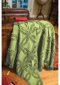 Woven Textile Company Pear Green Tufted Contemporary Fringed Throw Blanket 60" x 50"