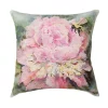 Woven Textile Company 18" Pink and Yellow Peony Square Throw Pillow