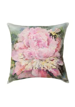 Woven Textile Company 18" Pink and Yellow Peony Square Throw Pillow -Ultra Pro Best Sale Belk 694
