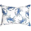 Woven Textile Company 18" Blue and White Nautical Crab Rectangular Decorative Throw Pillow