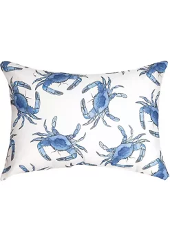 Woven Textile Company 18" Blue and White Nautical Crab Rectangular Decorative Throw Pillow