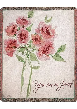 Woven Textile Company Pink and Green Floral Rectangular Tapestry Throw Blanket 50" x 60"