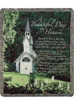 Woven Textile Company Green Inspirational 'A Beautiful Day in Heaven' Tapestry Throw Blanket 50" x 60"
