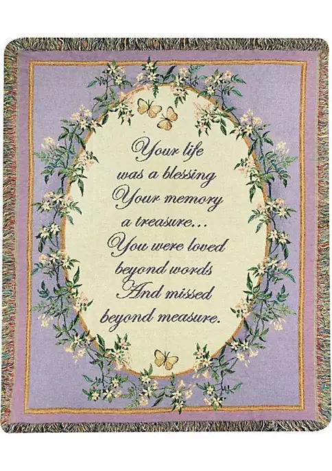 Woven Textile Company Green and Purple Inspirational 'Your Life Was a Blessing' Tapestry Throw Blanket 50" x 60" 2 Woven Textile Company Green and Purple Inspirational 'Your Life Was a Blessing' Tapestry Throw Blanket 50" x 60" - Image 2