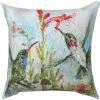 Woven Textile Company 18” Blue and Green Hummingbirds Square Outdoor Throw Pillow