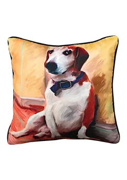 Woven Textile Company 18" Brown and Beige Robert McClintock Being a Beagle Square Decorative Throw Pillow