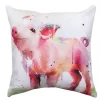 Woven Textile Company 18" White and Pink Baby Pig Square Decorative Throw Pillow