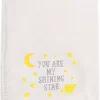 Woven Textile Company 40" White and Yellow Shining Star Embroidery Pattern Fleece Throw Blanket