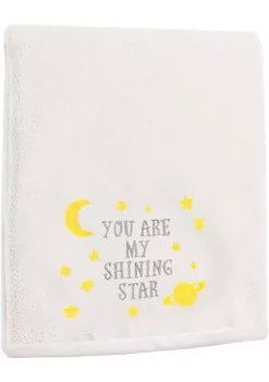 Woven Textile Company 40" White and Yellow Shining Star Embroidery Pattern Fleece Throw Blanket