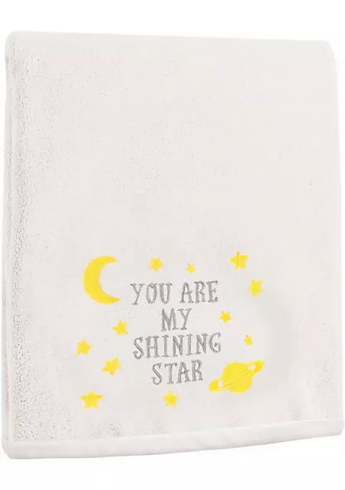 Woven Textile Company 40" White and Yellow Shining Star Embroidery Pattern Fleece Throw Blanket 2 Woven Textile Company 40" White and Yellow Shining Star Embroidery Pattern Fleece Throw Blanket - Image 2