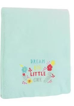 Woven Textile Company Seafoam Blue Embroidered 'Dream Big Little One' Rectangular Throw Blanket 30" x 40"