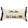 Woven Textile Company 17" I Love Jesus but I Drink a Little Themed Inspirational Cotton Rectangular Pillow