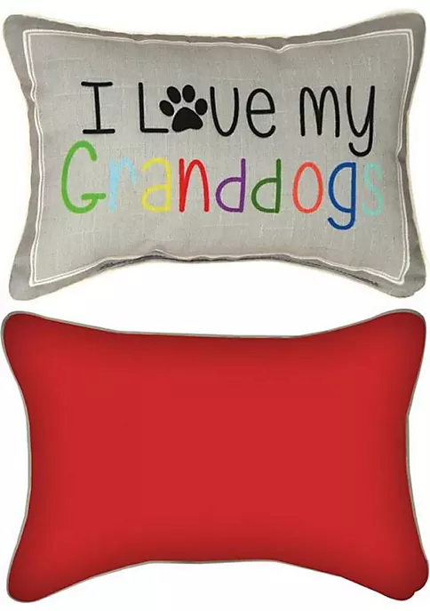 Woven Textile Company 12.5" Gray and Black "I Love My Granddogs" Decorative Throw Pillow 2 Woven Textile Company 12.5" Gray and Black "I Love My Granddogs" Decorative Throw Pillow - Image 2