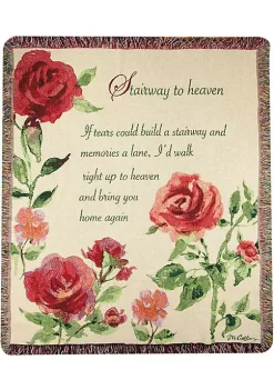 Woven Textile Company Red and Green Floral Stairway to Heaven Fringed Throw Blanket 50" x 60"