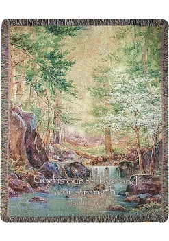 Woven Textile Company Green and Brown Nature Themed Tapestry Throw Blanket 50" x 60"