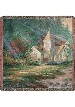 Woven Textile Company Green and Brown Bible Verse Fringed Throw Blanket 50" x 60"