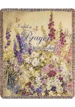 Woven Textile Company Yellow and Purple Floral Throw Blanket with Fringed Border 50" x 60"