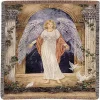 Woven Textile Company White and Blue Guardian Angel Contemporary Fringed Tapestry Throw Blanket 51" x 68"