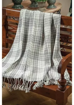 Woven Textile Company Gray Checkered Fringed Throw Blanket 50" x 60"