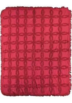 Woven Textile Company Red Tufted Contemporary Fringed Throw Blanket 50" x 60"