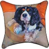 Woven Textile Company 18" Orange and Black Contemporary Dog Square Throw Pillow