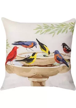 Woven Textile Company 18" Red and Yellow Birds Bath Time Square Decorative Throw Pillow