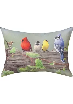 Woven Textile Company 18" Red and Yellow Birds on a Line Rectangular Decorative Throw Pillow