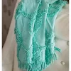 Woven Textile Company Mint Green Tufted Contemporary Fringed Throw Blanket 30" x 40"