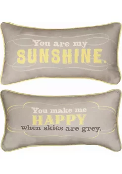 Woven Textile Company 16" Yellow and Gray "You Are My Sunshine" Rectangular Decorative Throw Pillow