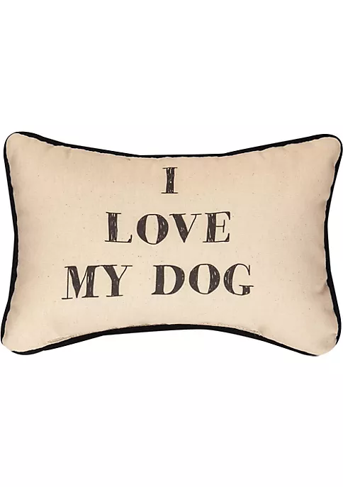Woven Textile Company 12.5" Beige and Black "I LOVE MY DOG" Decorative Throw Pillow 2 Woven Textile Company 12.5" Beige and Black "I LOVE MY DOG" Decorative Throw Pillow - Image 2