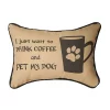 Woven Textile Company 12.5" Tan and Black "I Just Want To Drink Coffee and Pet My Dog" Rectangular Throw Pillow