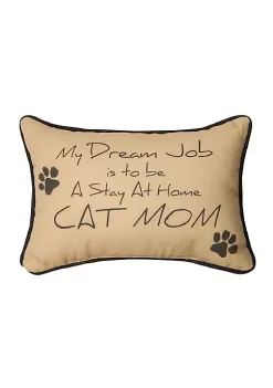 Woven Textile Company 12.5" Brown and Black Cat Mom Word Rectangular Throw Pillow