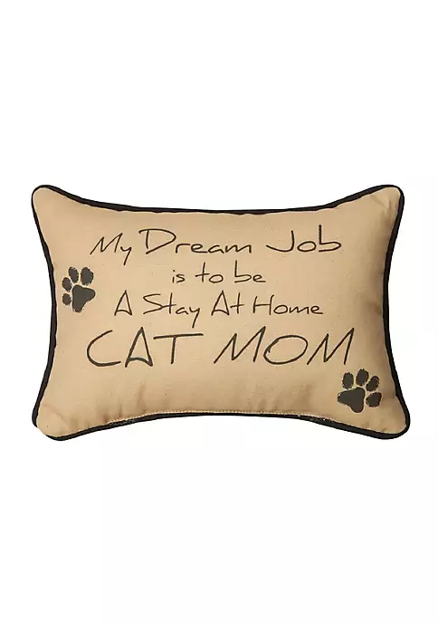 Woven Textile Company 12.5" Brown and Black Cat Mom Word Rectangular Throw Pillow 1 Woven Textile Company 12.5" Brown and Black Cat Mom Word Rectangular Throw Pillow