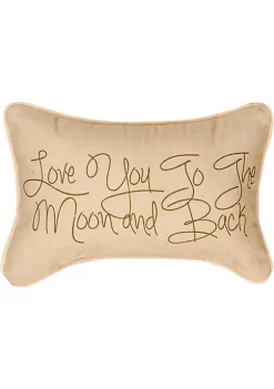 Woven Textile Company 12.5" Beige and Brown "Love You To The Moon and Back" Decorative Throw Pillow