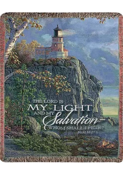 Woven Textile Company Brown White and Blue Inspirational Tapestry Fringed Throw Blanket 50" x 60"