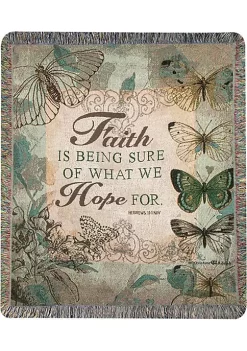 Woven Textile Company Green Rectangular Inspirational Quote Throw Blanket with Fringe Border 50" x 60"