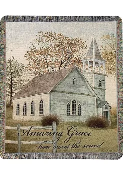 Woven Textile Company Green and Brown 'Amazing Grace' Throw Blanket with Fringe Border 50" x 60"