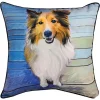 Woven Textile Company 18" Blue and White Sheltie Dog Square Throw Pillow