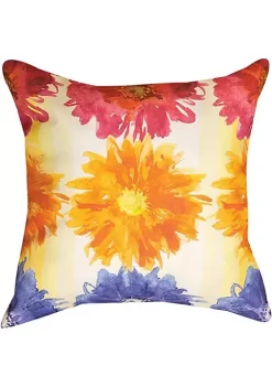 Woven Textile Company 18" Red and Orange Flower Square Throw Pillow with Knife Edge