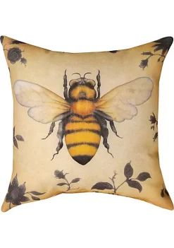 Woven Textile Company 18" Yellow and Black Contemporary Bee Square Throw Pillow