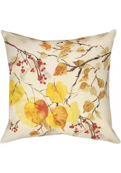 Woven Textile Company 18" Yellow and Red Floral Knife Edged Square Throw Pillow