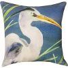 Woven Textile Company 18" Blue and White Contemporary Heron Square Throw Pillow