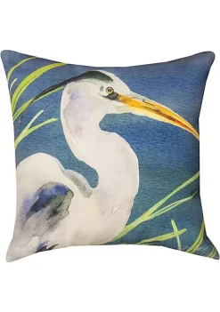 Woven Textile Company 18" Blue and White Contemporary Heron Square Throw Pillow