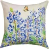 Woven Textile Company 18" White and Blue Floral Outdoor Patio Square Throw Pillow